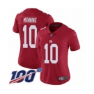 Women's New York Giants #10 Eli Manning Red Limited Red Inverted Legend 100th Season Football Jersey