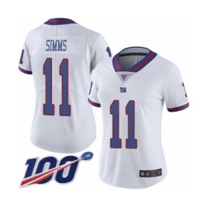 Women's New York Giants #11 Phil Simms Limited White Rush Vapor Untouchable 100th Season Football Jersey