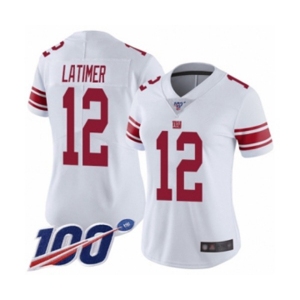 Women's New York Giants #12 Cody Latimer White Vapor Untouchable Limited Player 100th Season Football Jersey