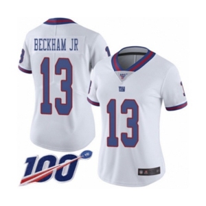 Women's New York Giants #13 Odell Beckham Jr Limited White Rush Vapor Untouchable 100th Season Football Jersey