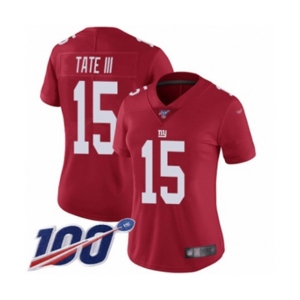 Women's New York Giants #15 Golden Tate III Red Limited Red Inverted Legend 100th Season Football Jersey