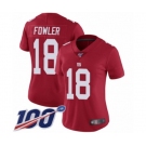 Women's New York Giants #18 Bennie Fowler Red Limited Red Inverted Legend 100th Season Football Jersey