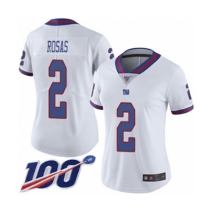 Women's New York Giants #2 Aldrick Rosas Limited White Rush Vapor Untouchable 100th Season Football Jersey