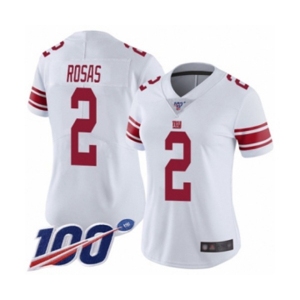 Women's New York Giants #2 Aldrick Rosas White Vapor Untouchable Limited Player 100th Season Football Jersey