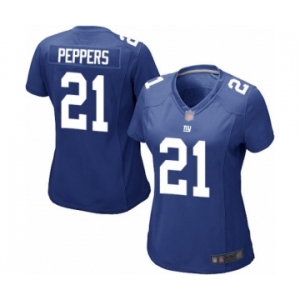 Women's New York Giants #21 Jabrill Peppers Game Royal Blue Team Color Football Jersey