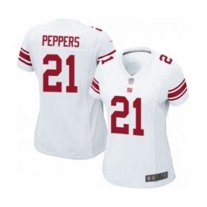 Women's New York Giants #21 Jabrill Peppers Game White Football Jersey