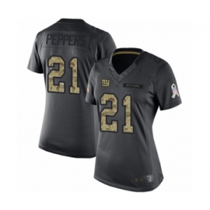 Women's New York Giants #21 Jabrill Peppers Limited Black 2016 Salute to Service Football Jersey