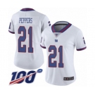 Women's New York Giants #21 Jabrill Peppers Limited White Rush Vapor Untouchable 100th Season Football Jersey