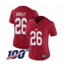 Women's New York Giants #26 Saquon Barkley Red Limited Red Inverted Legend 100th Season Football Jersey