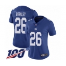 Women's New York Giants #26 Saquon Barkley Royal Blue Team Color Vapor Untouchable Limited Player 100th Season Football Jersey