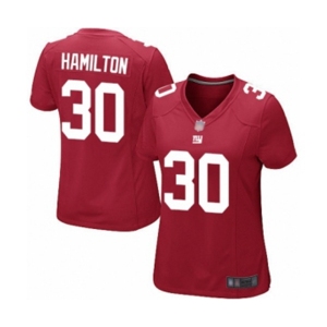 Women's New York Giants #30 Antonio Hamilton Game Red Alternate Football Jersey