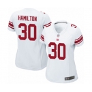 Women's New York Giants #30 Antonio Hamilton Game White Football Jersey