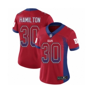 Women's New York Giants #30 Antonio Hamilton Limited Red Rush Drift Fashion Football Jersey