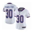 Women's New York Giants #30 Antonio Hamilton Limited White Rush Vapor Untouchable Football Jersey