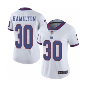 Women's New York Giants #30 Antonio Hamilton Limited White Rush Vapor Untouchable Football Jersey