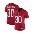 Women's New York Giants #30 Antonio Hamilton Red Limited Red Inverted Legend Football Jersey