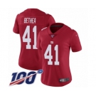 Women's New York Giants #41 Antoine Bethea Red Limited Red Inverted Legend 100th Season Football Jersey