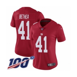 Women's New York Giants #41 Antoine Bethea Red Limited Red Inverted Legend 100th Season Football Jersey