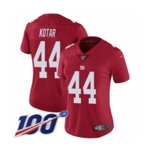 Women's New York Giants #44 Doug Kotar Red Limited Red Inverted Legend 100th Season Football Jersey