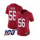 Women's New York Giants #56 Lawrence Taylor Red Limited Red Inverted Legend 100th Season Football Jersey