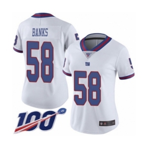 Women's New York Giants #58 Carl Banks Limited White Rush Vapor Untouchable 100th Season Football Jersey