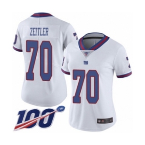 Women's New York Giants #70 Kevin Zeitler Limited White Rush Vapor Untouchable 100th Season Football Jersey