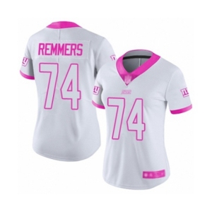 Women's New York Giants #74 Mike Remmers Limited White Pink Rush Fashion Football Jersey