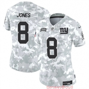 Women's New York Giants #8 Daniel Jones 2024 F.U.S.E Arctic Camo Salute To Service Limited Stitched Football Jersey