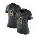 Women's New York Giants #8 Daniel Jones Limited Black 2016 Salute to Service Football Jersey