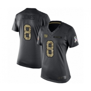 Women's New York Giants #8 Daniel Jones Limited Black 2016 Salute to Service Football Jersey