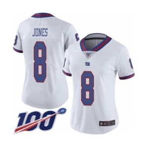 Women's New York Giants #8 Daniel Jones Limited White Rush Vapor Untouchable 100th Season Football Jersey