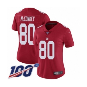 Women's New York Giants #80 Phil McConkey Red Limited Red Inverted Legend 100th Season Football Jersey