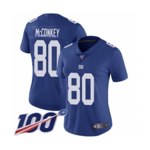 Women's New York Giants #80 Phil McConkey Royal Blue Team Color Vapor Untouchable Limited Player 100th Season Football Jersey