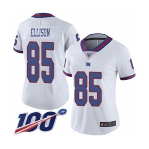 Women's New York Giants #85 Rhett Ellison Limited White Rush Vapor Untouchable 100th Season Football Jersey