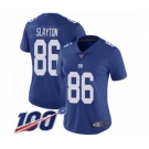 Women's New York Giants #86 Darius Slayton Royal Blue Team Color Vapor Untouchable Limited Player 100th Season Football Jersey