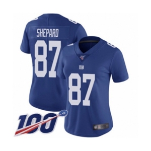 Women's New York Giants #87 Sterling Shepard Royal Blue Team Color Vapor Untouchable Limited Player 100th Season Football Jersey