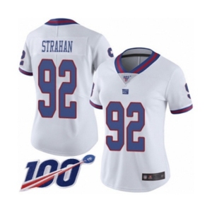 Women's New York Giants #92 Michael Strahan Limited White Rush Vapor Untouchable 100th Season Football Jersey