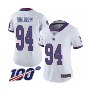 Women's New York Giants #94 Dalvin Tomlinson Limited White Rush Vapor Untouchable 100th Season Football Jersey