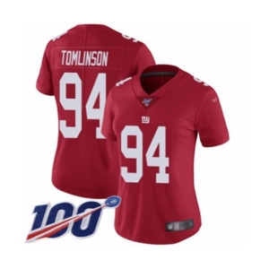 Women's New York Giants #94 Dalvin Tomlinson Red Limited Red Inverted Legend 100th Season Football Jersey