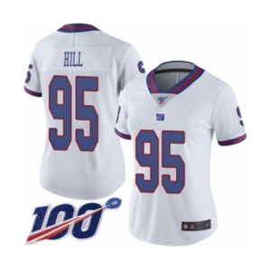 Women's New York Giants #95 B.J. Hill Limited White Rush Vapor Untouchable 100th Season Football Jersey