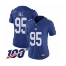 Women's New York Giants #95 B.J. Hill Royal Blue Team Color Vapor Untouchable Limited Player 100th Season Football Jersey