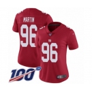 Women's New York Giants #96 Kareem Martin Red Limited Red Inverted Legend 100th Season Football Jersey