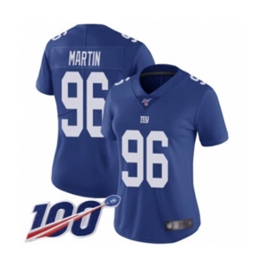 Women's New York Giants #96 Kareem Martin Royal Blue Team Color Vapor Untouchable Limited Player 100th Season Football Jersey