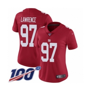 Women's New York Giants #97 Dexter Lawrence Red Limited Red Inverted Legend 100th Season Football Jersey