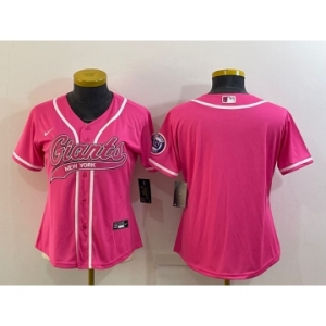 Women's New York Giants Blank Pink With Patch Cool Base Stitched Baseball Jersey