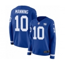 Women's Nike New York Giants #10 Eli Manning Limited Royal Blue Therma Long Sleeve NFL Jersey