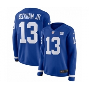 Women's Nike New York Giants #13 Odell Beckham Jr Limited Royal Blue Therma Long Sleeve NFL Jersey