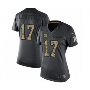 Women's Nike New York Giants #17 Kyle Lauletta Limited Black 2016 Salute to Service NFL Jersey