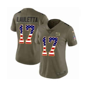 Women's Nike New York Giants #17 Kyle Lauletta Limited Olive USA Flag 2017 Salute to Service NFL Jersey