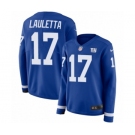 Women's Nike New York Giants #17 Kyle Lauletta Limited Royal Blue Therma Long Sleeve NFL Jersey